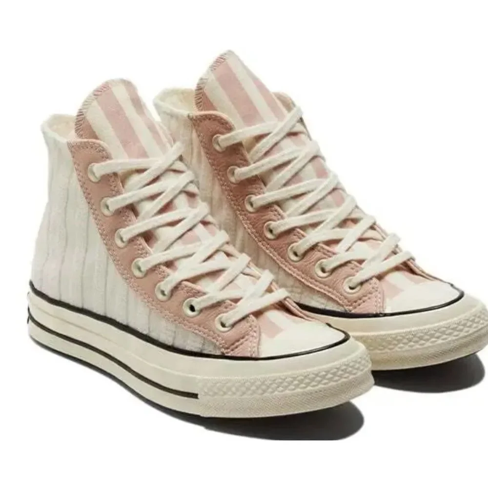 Converse Chuck 70 Striped High Top Sneakers Pink White 7.5